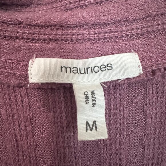 Maurices Ribbed Knit Open Front Cardigan With Pockets & Button-Back Detail - Mau - Picture 3 of 11